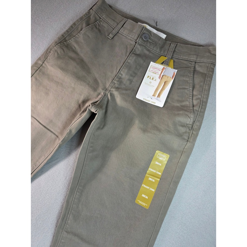 Signature Levi Strauss Gold Label Premium Flex Straight Chino Pants Olive 28x34